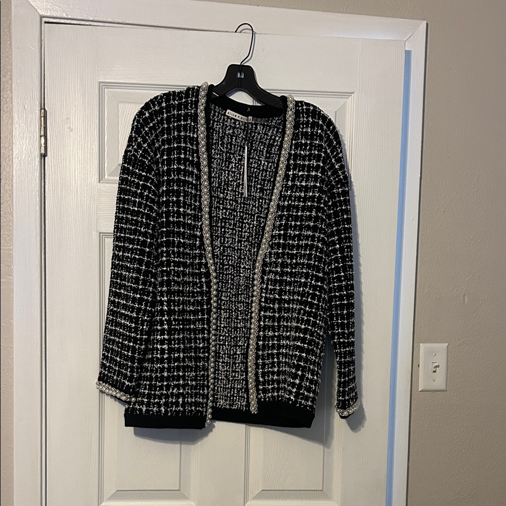 New Alice Olivia pearl embellished cardigan